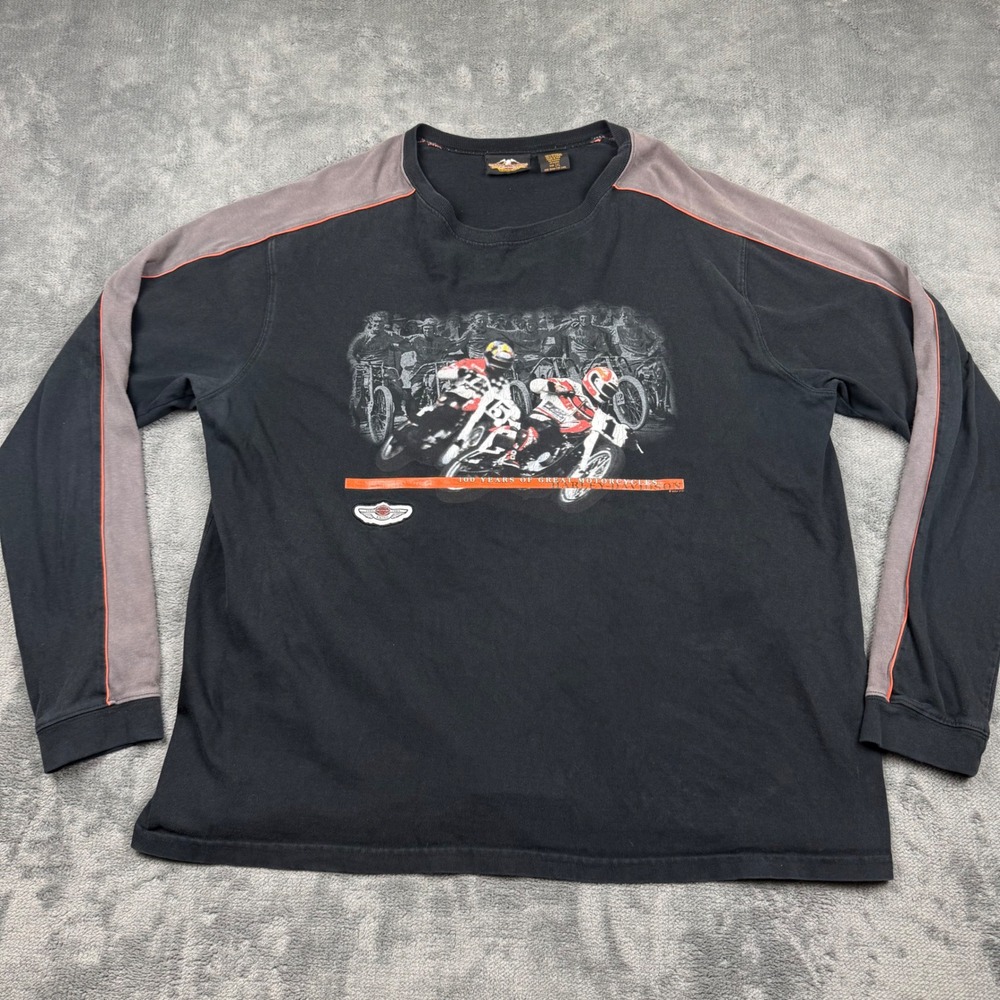 2003 Harley Davidson 100th Anniversary Long Sleeve 2XL Made USA Racing Vintage